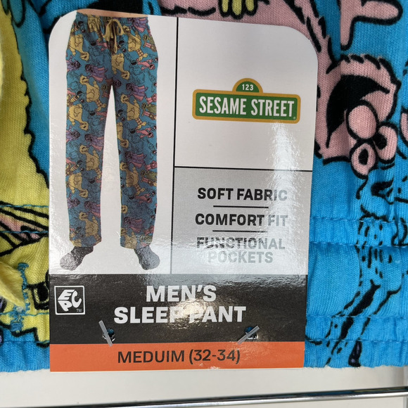 Sesame Street Men's Pajama Pants Sleep Lounge Size Medium 32-34 Cozy - Picture 2 of 7